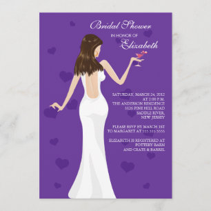 Púrpura nupcial de la invitación de la ducha de la