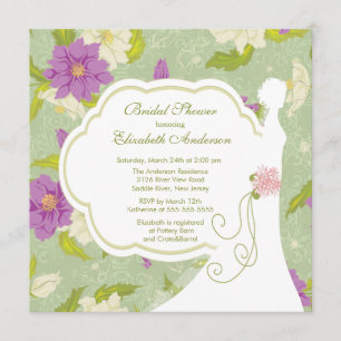 Púrpura nupcial de la invitación de la ducha de la
