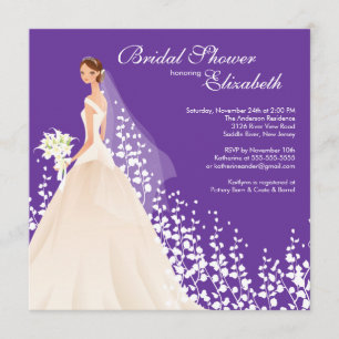 Púrpura nupcial de la invitación de la ducha de la