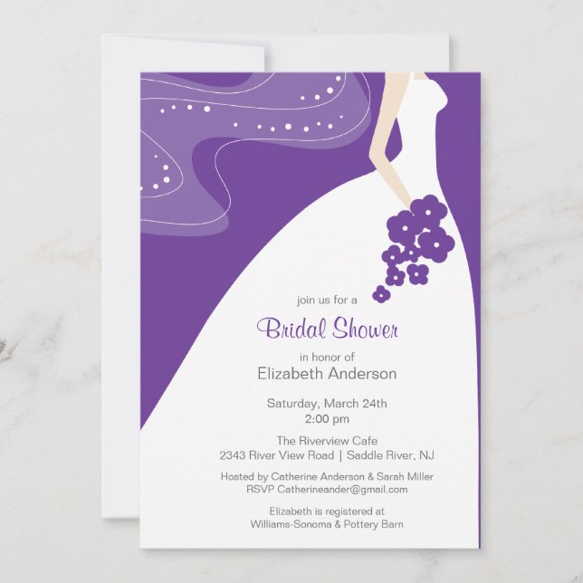 Púrpura nupcial de la invitación de la ducha de la (Anverso)