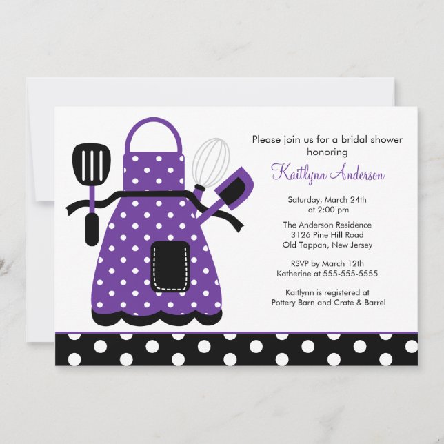Púrpura nupcial de la invitación de la ducha de la (Anverso)