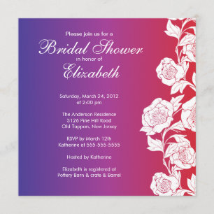 Púrpura nupcial floral elegante de la invitación