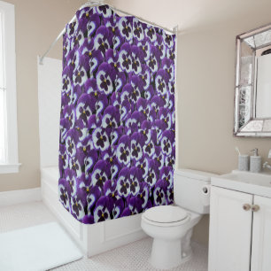 Púrpura Pansy Bouquet, Cortina de ducha de baño
