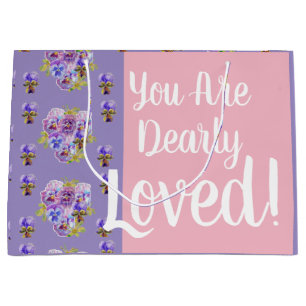 Púrpura Pansy floral Eres la bolsa de regalo adora