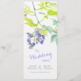 Púrpura papa creeper arte boda menú de cena