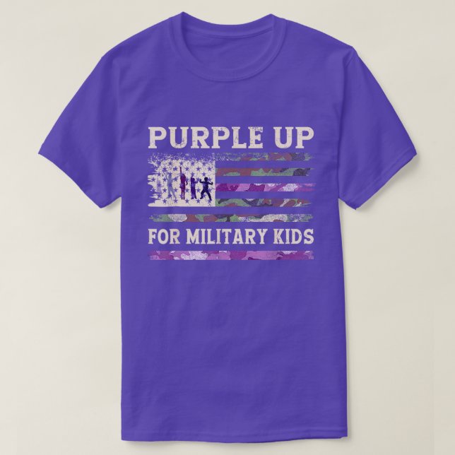 Púrpura para niños militares - Camiseta con bander (Diseño del anverso)