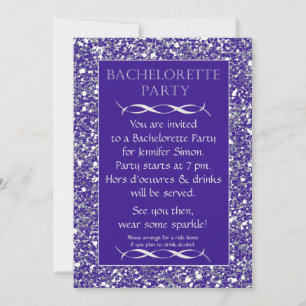 Púrpura Parkle Look Bachelorette Party Invitación