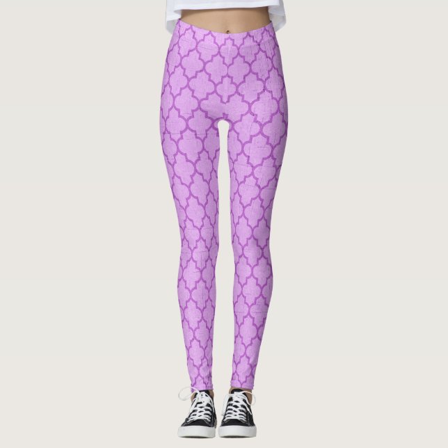 Púrpura Patrón Halloween Leggings (Anverso)