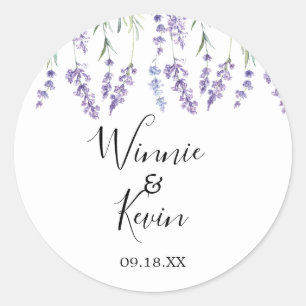 Púrpura, pegatinas de bodas de lavanda