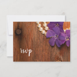Púrpura perwinkle, Pearls Barn Wood Wedding RSVP