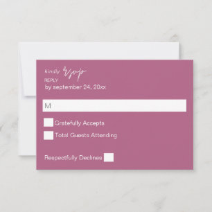 Púrpura Pink MOD Calligraphy no Meal RSVP