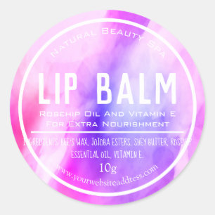 Púrpura Pink Watercolor Lip Balm Pot Etiquetas