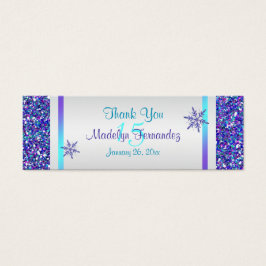 Púrpura, Plata Copos De Nieve Etiqueta De Favor Qu