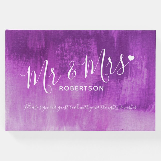 Púrpura plum arte moderno libro de invitados de bo (Anverso)
