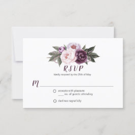 Púrpura Plum Rosa Peonies Bouquet Greenery RSVP #3