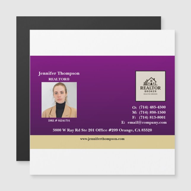 Púrpura real con imán de acento dorado (Anverso/Reverso)