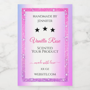 Púrpura rosa con etiquetas de empaquetado de produ