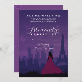 Púrpura Rosa París Fuegos artificiales Quinceañera