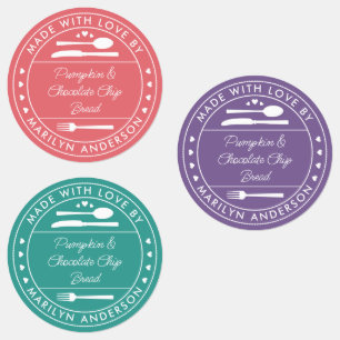 Púrpura Rosa Verde azulado Hecho Con Amor Etiqueta