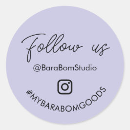 Púrpura Síganos en Instagram Pegatina de paquetes