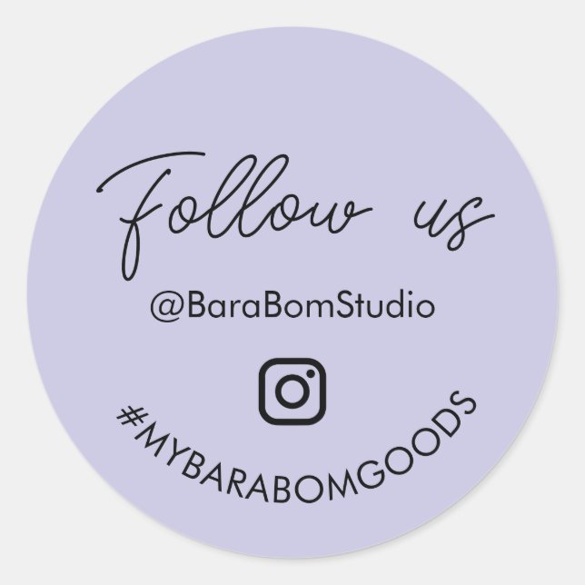 Púrpura Síganos en Instagram Pegatina de paquetes (Anverso)