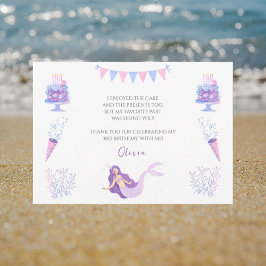 Púrpura Sirena Chicas Cumpleaños Gracias Tarjeta