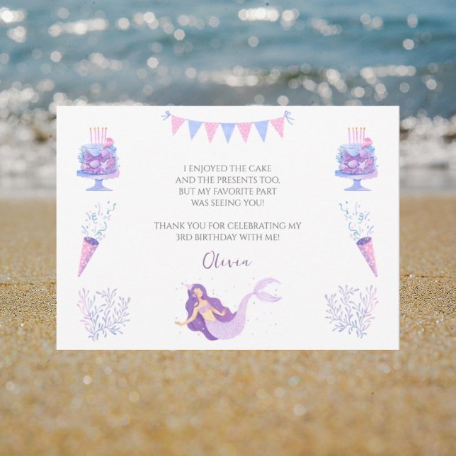 Púrpura Sirena Chicas Cumpleaños Gracias Tarjeta (Subido por el creador)