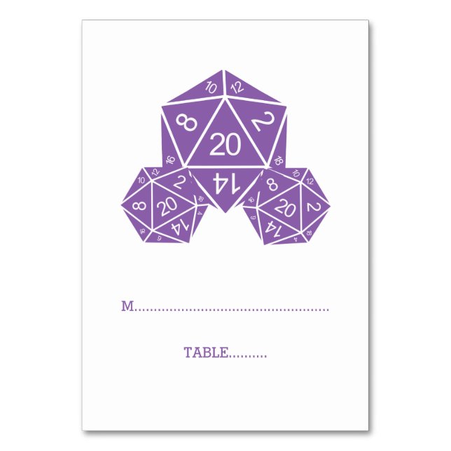 Púrpura tarjeta de plaza de dados D20 (Anverso)