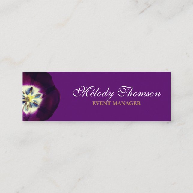 Púrpura, tarjeta de visita, tamaño: Mini, 7,6 cm x (Anverso)