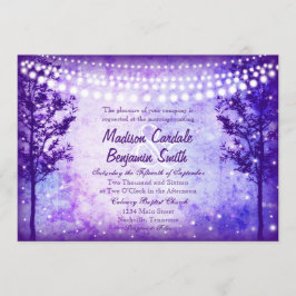 Púrpura Tejidos Tapa Luces Invitaciones de matrimo