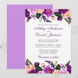 Púrpura ultrvioleta | Invitación a la boda floral 