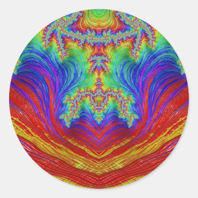 Púrpura verde azul amarillo rojo~ Pegatina redonde (Anverso)