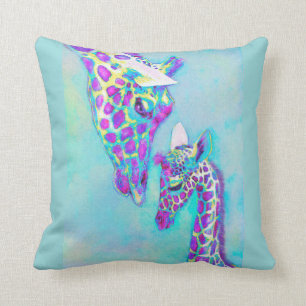 púrpura y almohada de las jirafas de la aguamarina