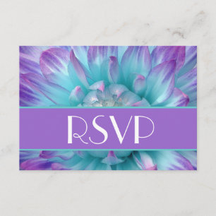 Púrpura y azul Dahlia Petals Boda RSVP