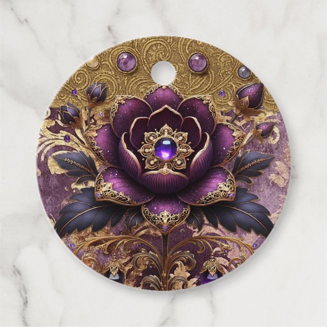 Púrpura y dorada etiqueta de agradecimiento (Anverso)