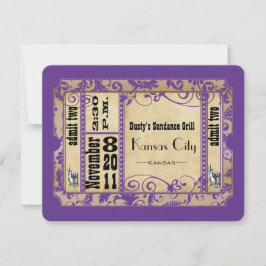 Púrpura y dorada Moda Boda de Papel Antiguo RSVP