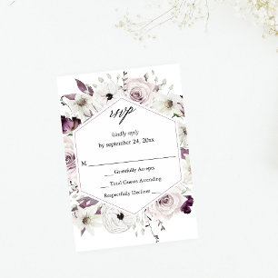 Púrpura y floral blanca sin comidas RSVP VER
