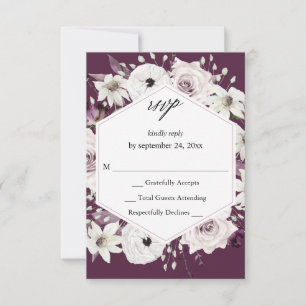 Púrpura y floral blanca sin comidas RSVP VER - Púr
