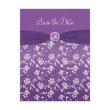 Púrpura y floral plateada Guardar tarjeta postal d