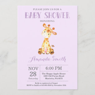 Púrpura y gris de la invitación de Baby Shower de