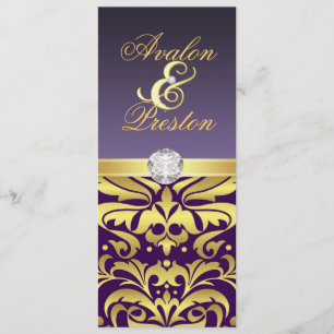 Púrpura y invitación de la boda del damasco del