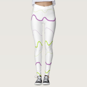 Púrpura y lima Lime Green Squiggle Abstract Leggin