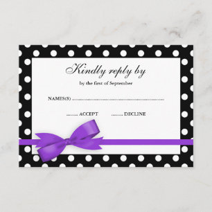 Púrpura y negra Polka Dot Bow RSVP