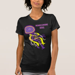 Púrpura y oro de la camiseta de las señoras de l