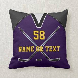 Púrpura y oro Regalos de hockey almohada o tus CO