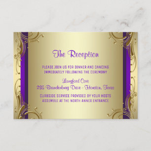 Púrpura y tarjetas de la recepción del oro