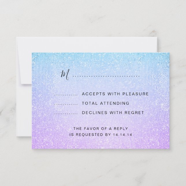 Púrpura y turquesa Bat Mitzvah Faux Purpurina RSVP (Anverso)