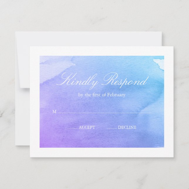 Púrpura y Verde azulada acuarela RSVP (Anverso)