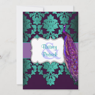 Púrpura y Verde azulada invitación a matrimonio pa