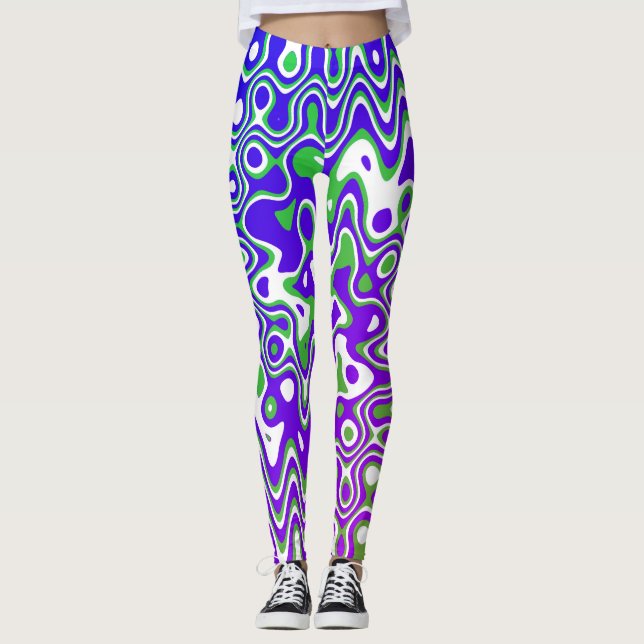 [Púrpura y verde] Swirls Leggings Op-Art (Anverso)